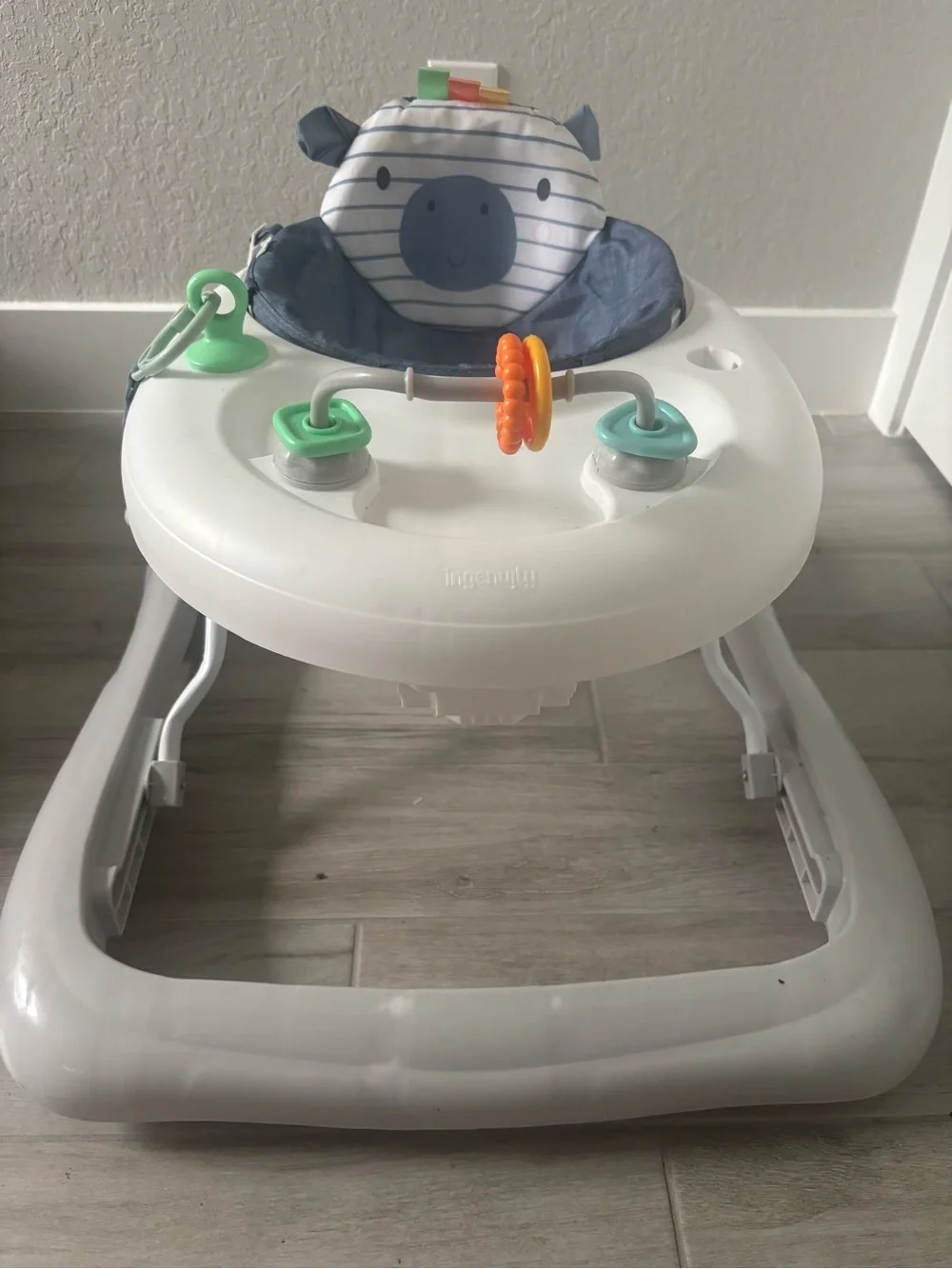 Blue & White Baby Walker with Interactive Toys